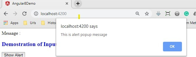 Alert popup